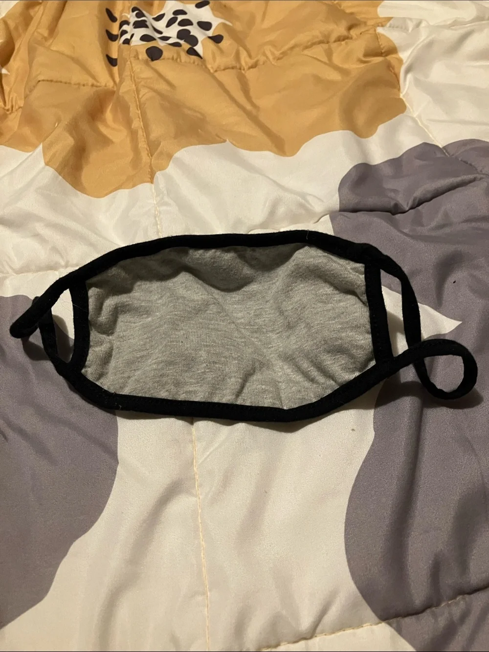 Gray Smiley Face Print Reusable Cloth Face Mask